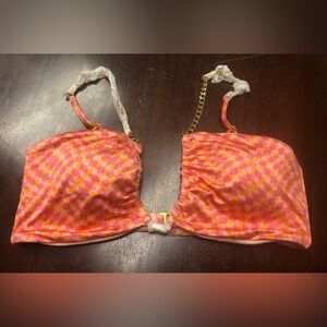 NWT L*Space Sammie Bikini Top in Heat Wave with Gold Chain Accent RARE STYLE